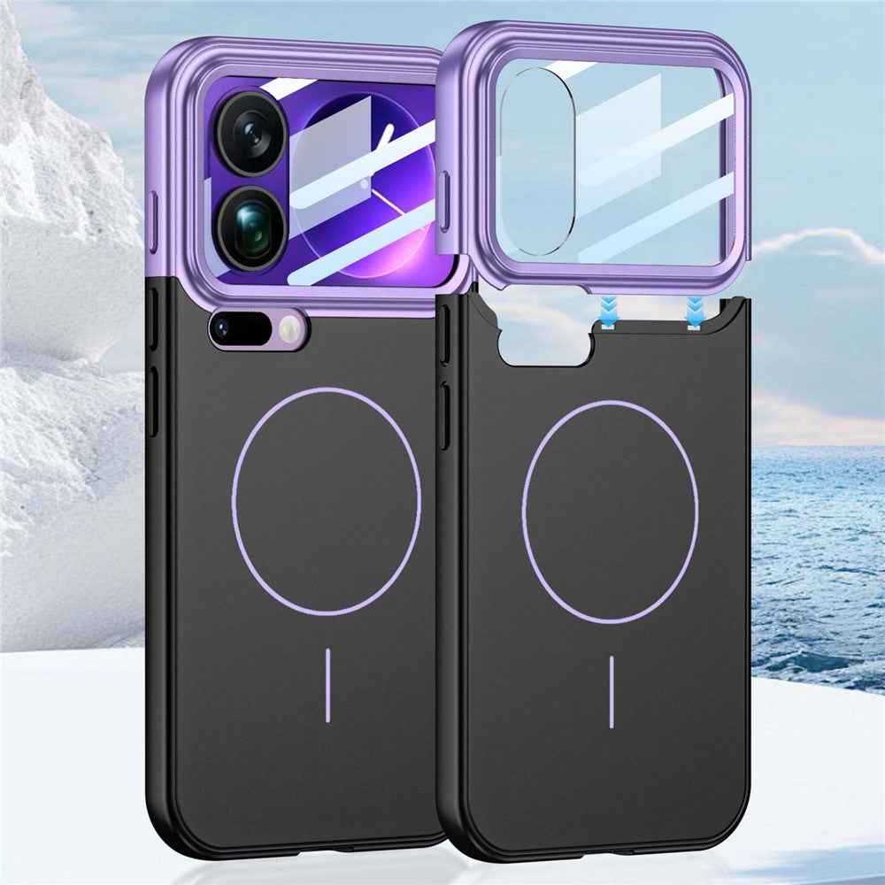 GKK For Xiaomi 17 Pro Case with Lens Film Detachable Camera Frame Contrast Color PC Phone Cover Magnetic Case - Purple / Black