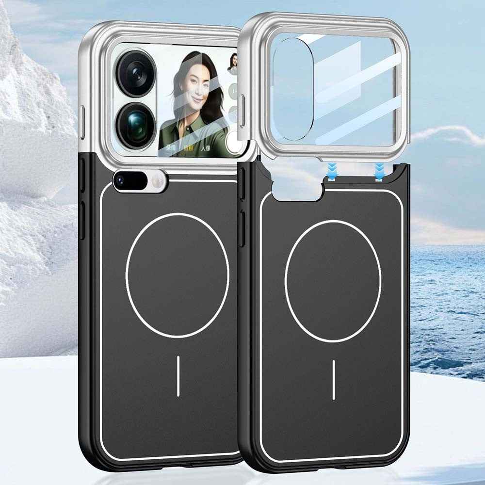 GKK For Xiaomi 17 Pro Case with Lens Film Detachable Camera Cover Contrast Color Frame Line PC Phone Shell Magnetic Case - Silver  /  Black
