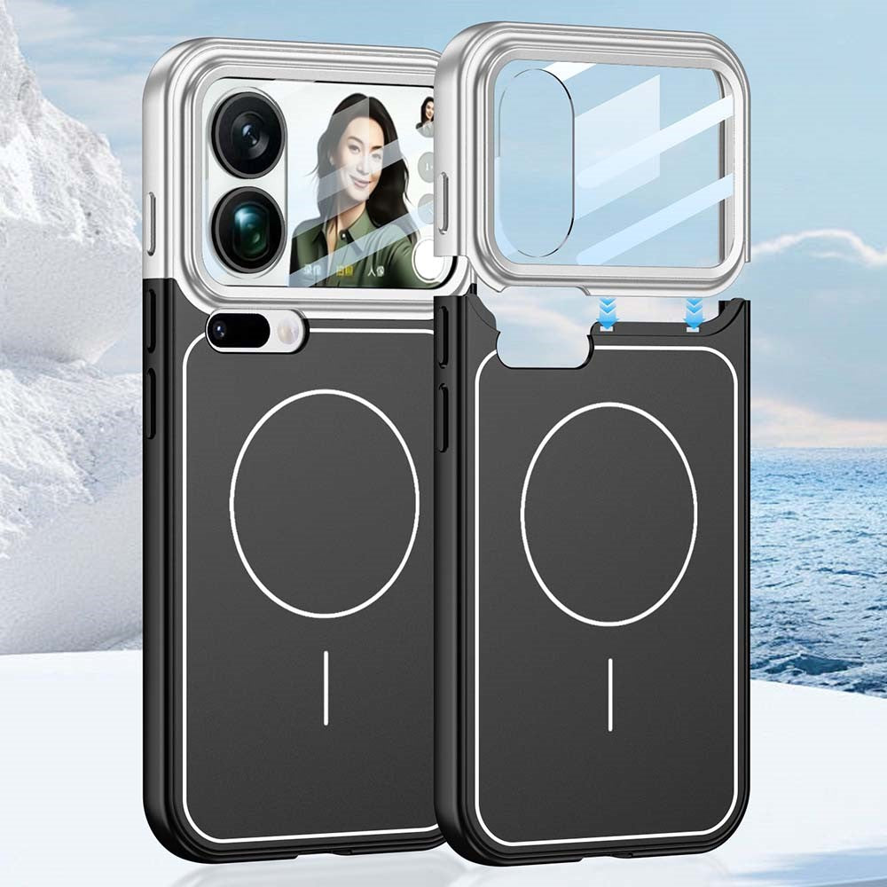 GKK For Xiaomi 17 Pro Max Case with Lens Film Detachable Camera Cover Contrast Color Frame Line PC Phone Shell Magnetic Case - Silver  /  Black