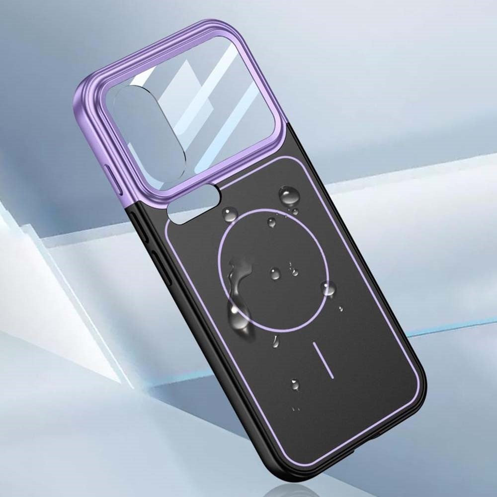 GKK For Xiaomi 17 Pro Max Case with Lens Film Detachable Camera Cover Contrast Color Frame Line PC Phone Shell Magnetic Case - Purple  /  Black