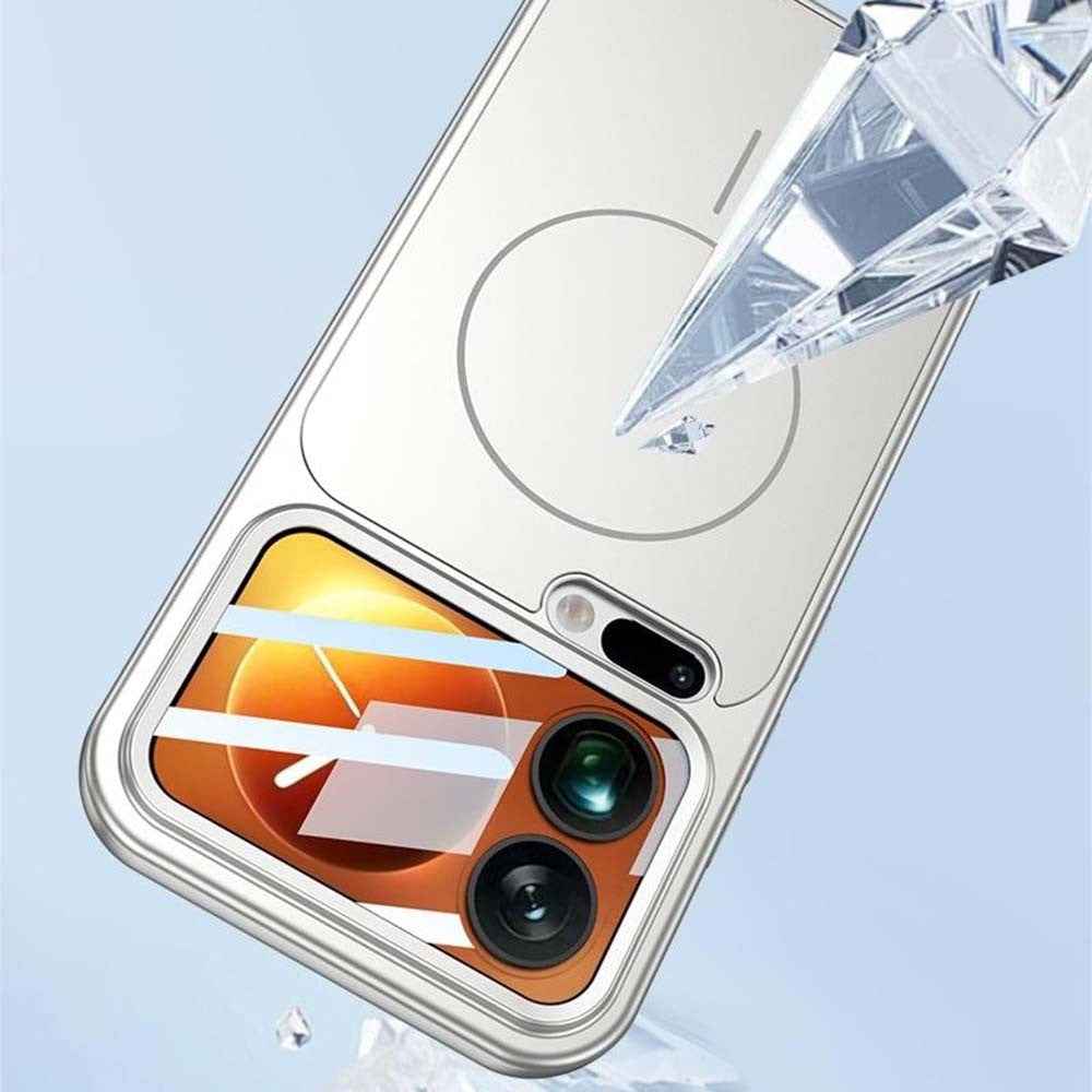 For Xiaomi 17 Pro Magnetic Case Transform to for iPhone 17 Pro Matte PC Phone Cover with Rear Screen Film - Silver