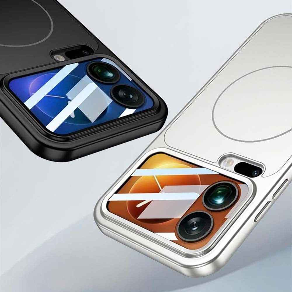 For Xiaomi 17 Pro Magnetic Case Transform to for iPhone 17 Pro Matte PC Phone Cover with Rear Screen Film - Black