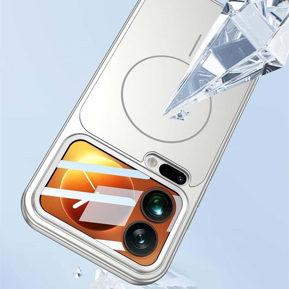 For Xiaomi 17 Pro Max Magnetic Case Transform to for iPhone 17 Pro Max Matte PC Phone Cover with Rear Screen Film - Silver