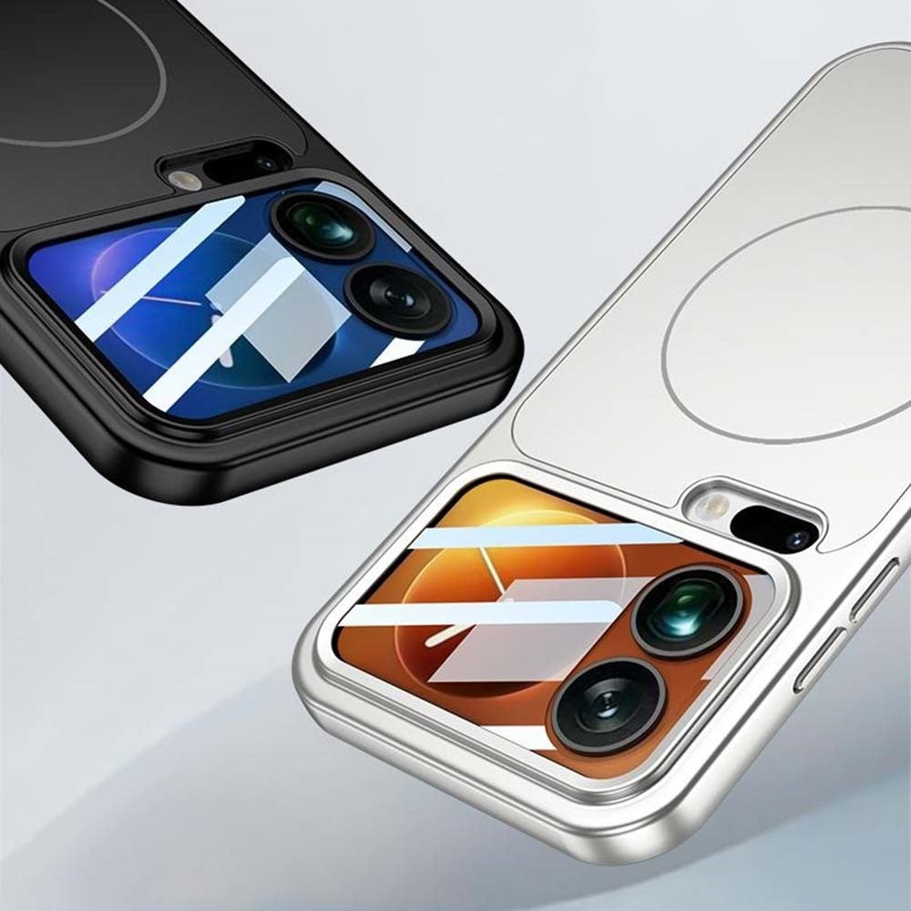 For Xiaomi 17 Pro Max Magnetic Case Transform to for iPhone 17 Pro Max Matte PC Phone Cover with Rear Screen Film - Silver