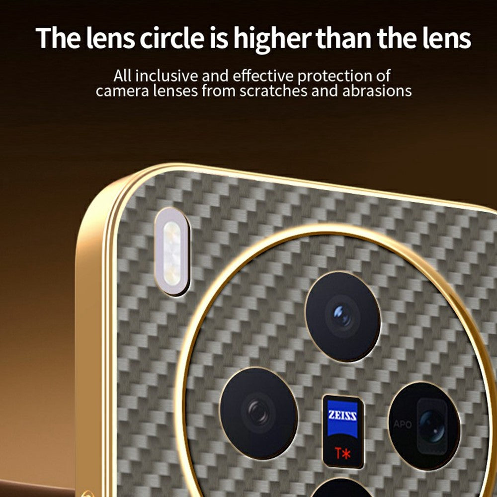 For vivo X300 5G Case Carbon Fiber Textured Electroplated TPU Phone Back Cover - Coffee