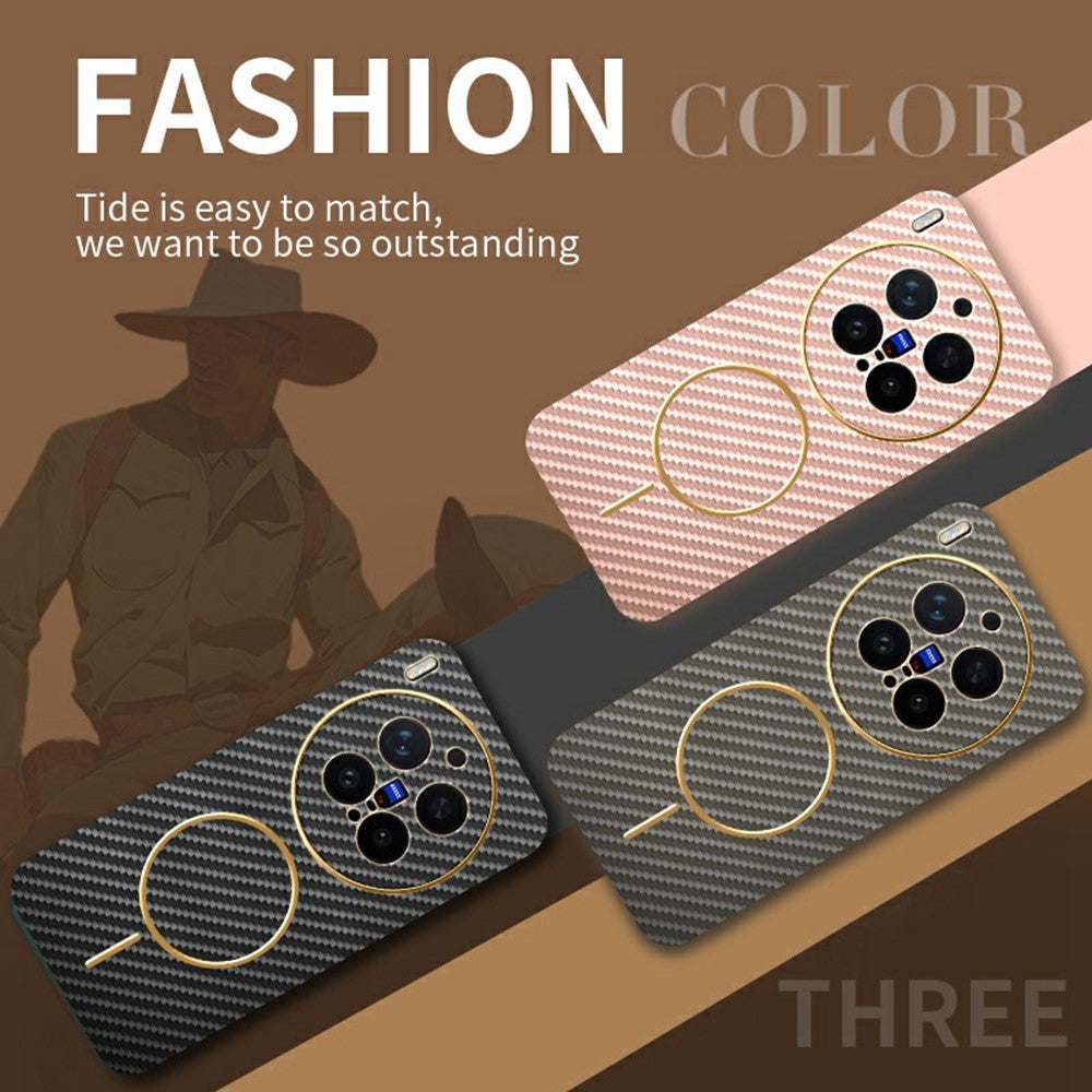 For vivo X300 Pro 5G Case Carbon Fiber Textured Electroplated TPU Phone Back Cover - Black