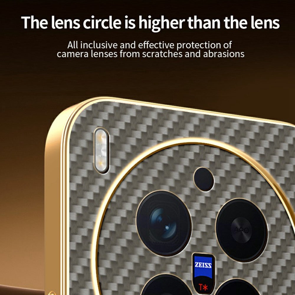 For vivo X300 Pro 5G Case Carbon Fiber Textured Electroplated TPU Phone Back Cover - Coffee