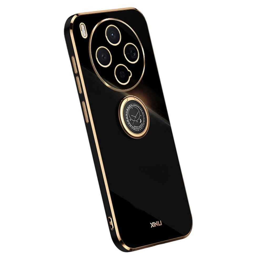 Bulk Purchasing XINLI For vivo X300 5G Case Ring Kickstand Electroplating TPU Phone Cover - Black