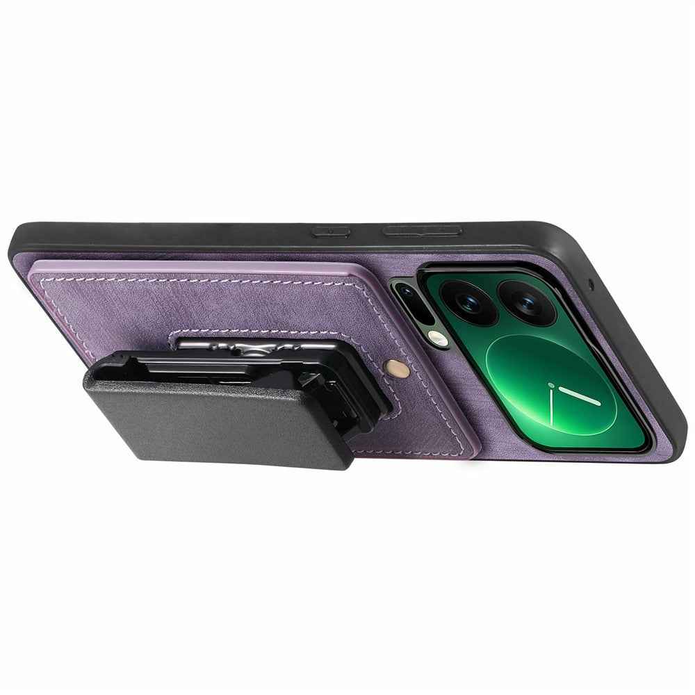 For Xiaomi 17 Pro Case with Clip Kickstand Anti Drop PC TPU PU Phone Cover - Purple