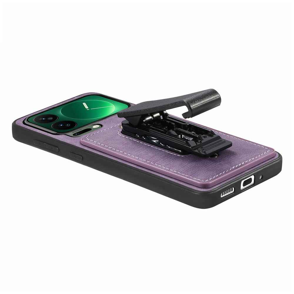 For Xiaomi 17 Pro Case with Clip Kickstand Anti Drop PC TPU PU Phone Cover - Purple