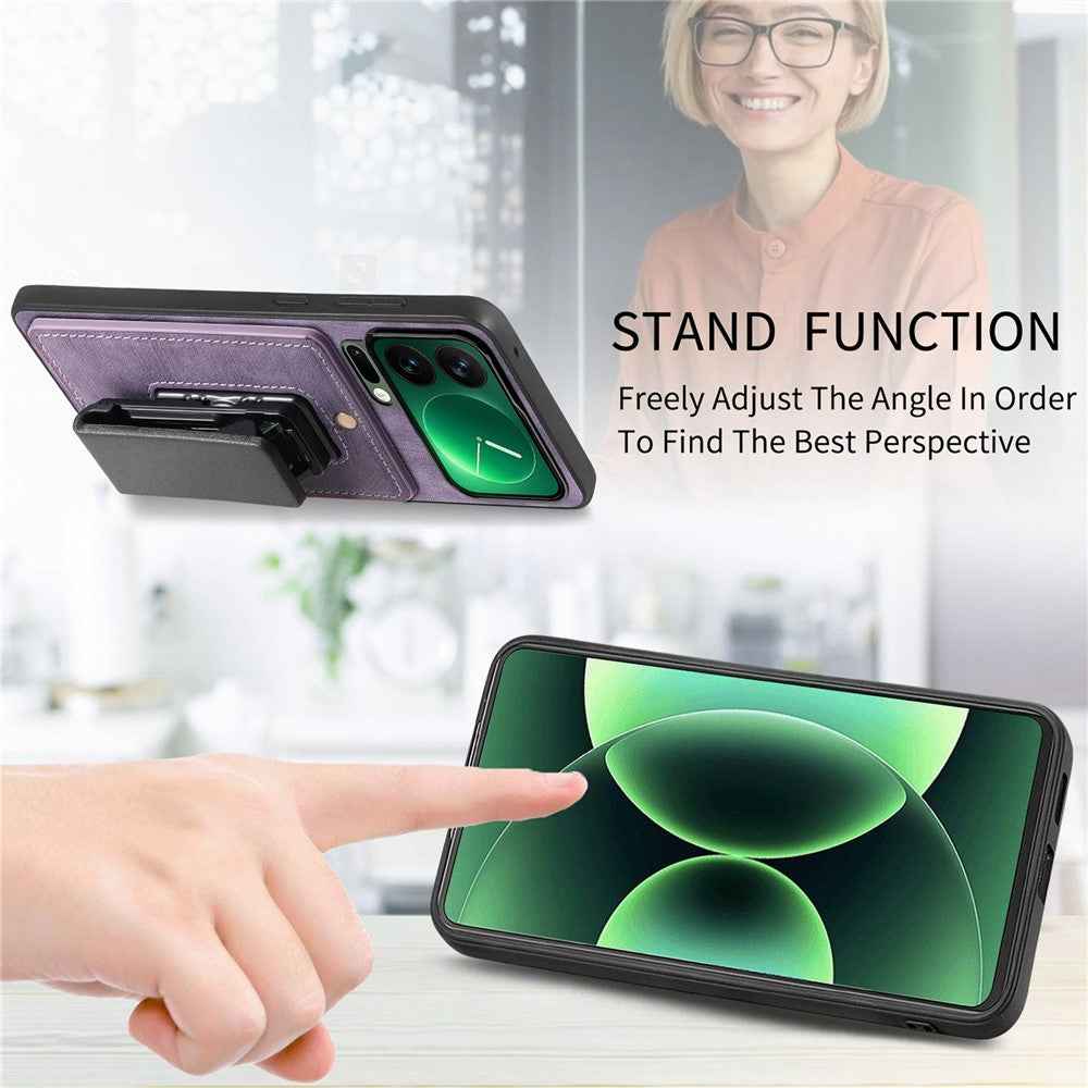 For Xiaomi 17 Pro Case with Clip Kickstand Anti Drop PC TPU PU Phone Cover - Purple