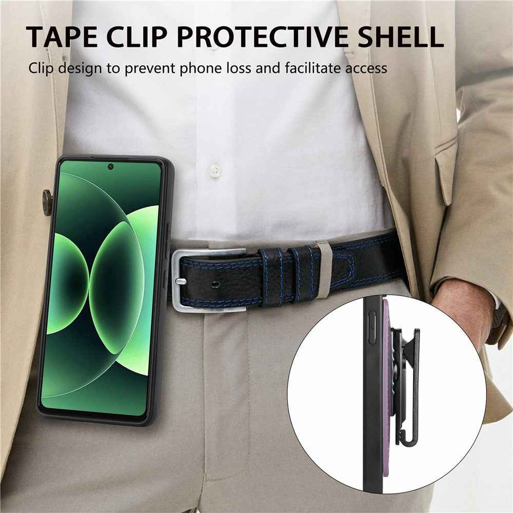 For Xiaomi 17 Pro Case with Clip Kickstand Anti Drop PC TPU PU Phone Cover - Purple