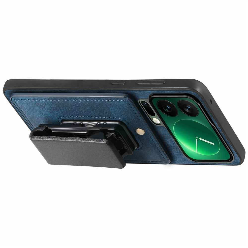 For Xiaomi 17 Pro Case with Clip Kickstand Anti Drop PC TPU PU Phone Cover - Blue