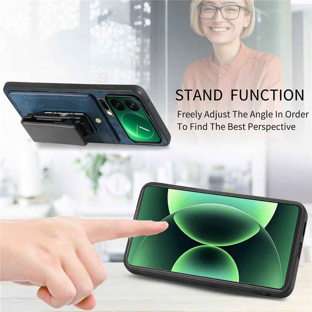 For Xiaomi 17 Pro Case with Clip Kickstand Anti Drop PC TPU PU Phone Cover - Blue