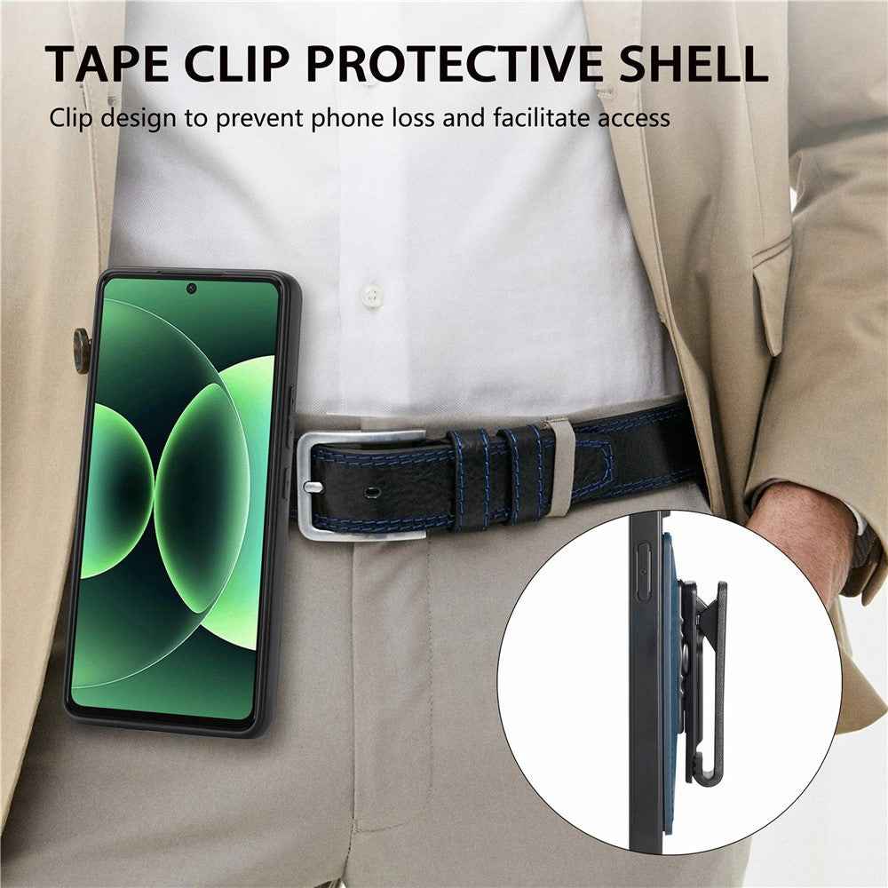 For Xiaomi 17 Pro Case with Clip Kickstand Anti Drop PC TPU PU Phone Cover - Blue