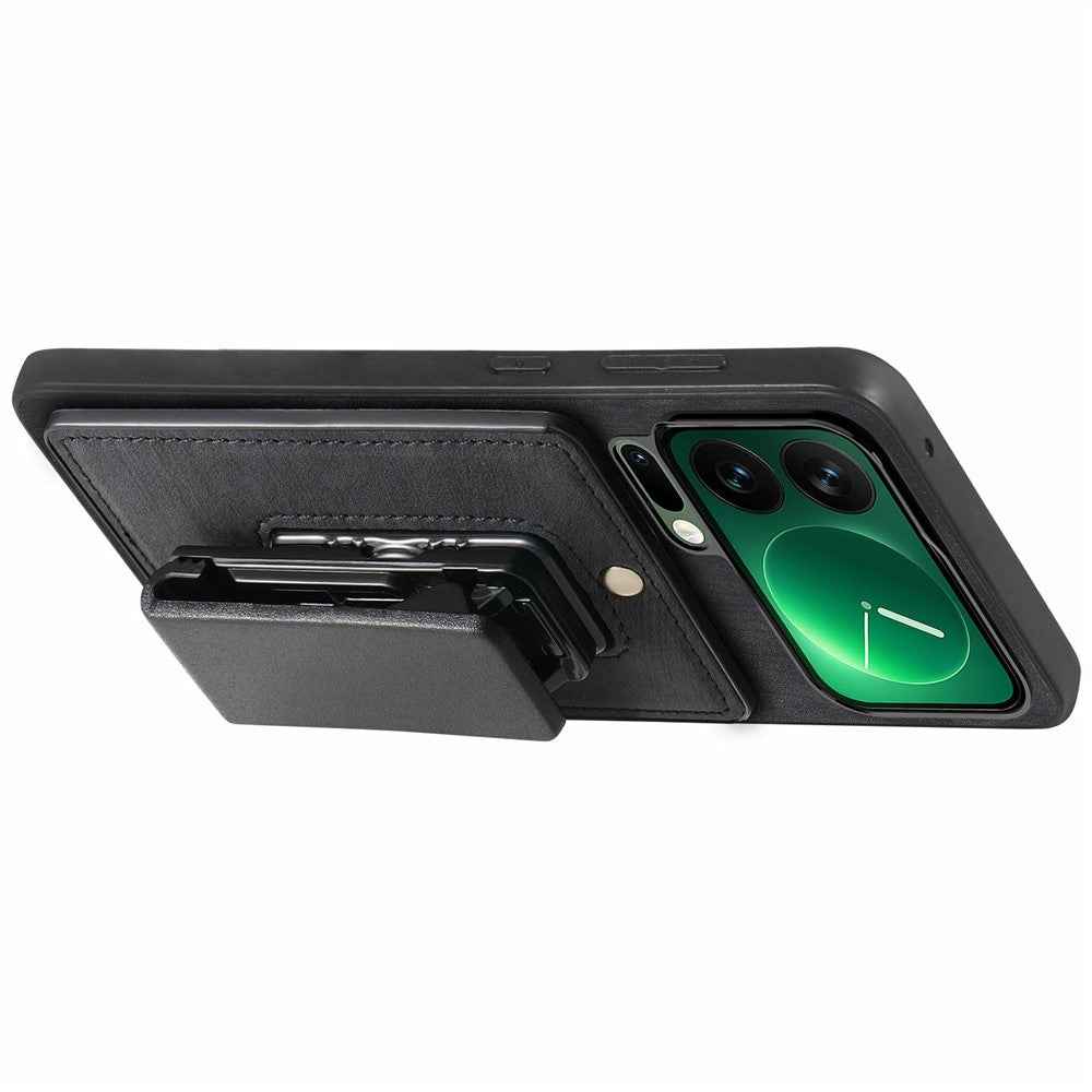 For Xiaomi 17 Pro Case with Clip Kickstand Anti Drop PC TPU PU Phone Cover - Black
