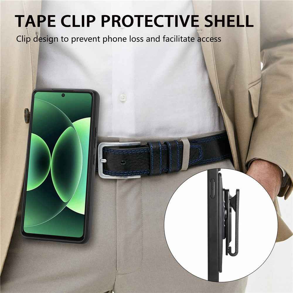 For Xiaomi 17 Pro Case with Clip Kickstand Anti Drop PC TPU PU Phone Cover - Black