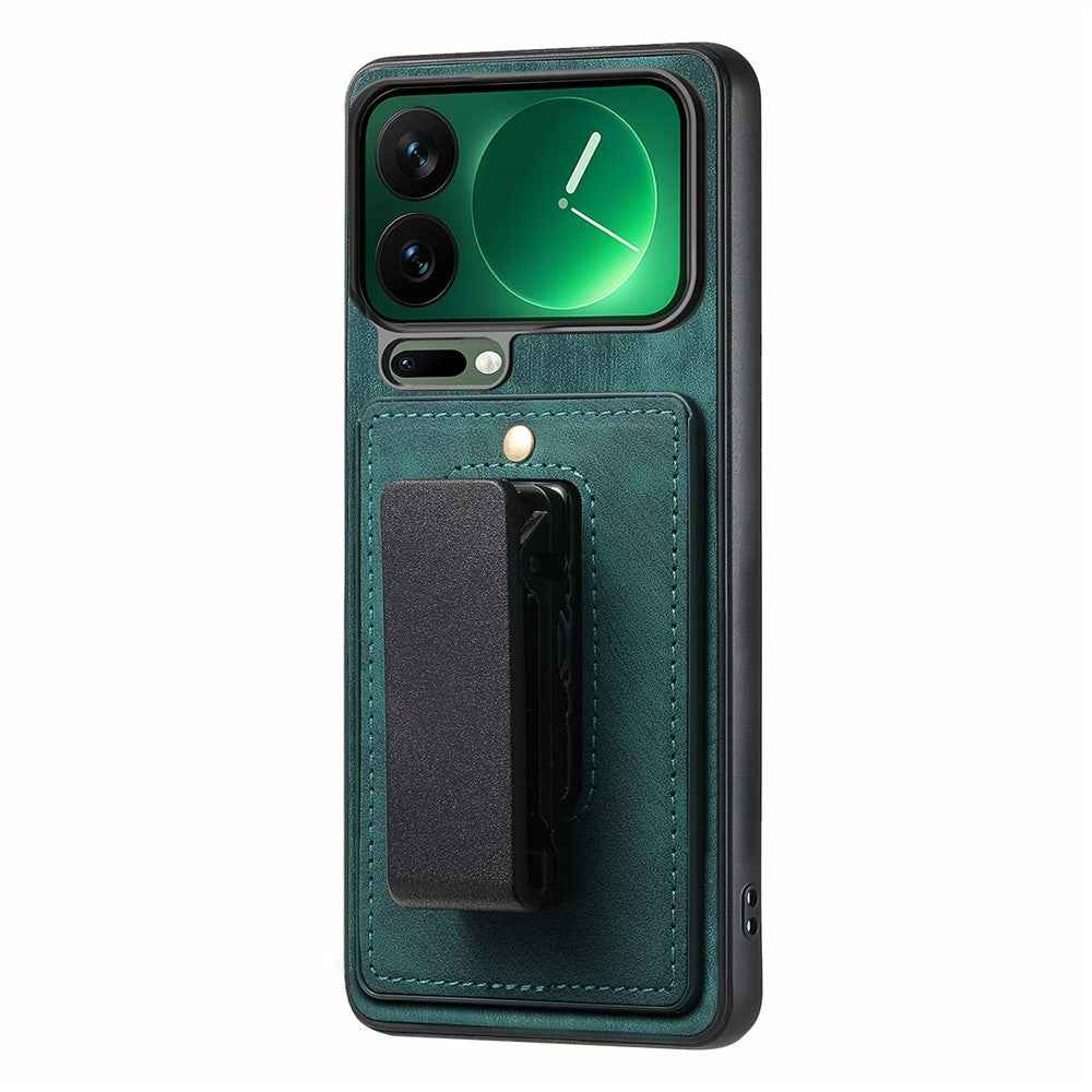 For Xiaomi 17 Pro Case with Clip Kickstand Anti Drop PC TPU PU Phone Cover - Green