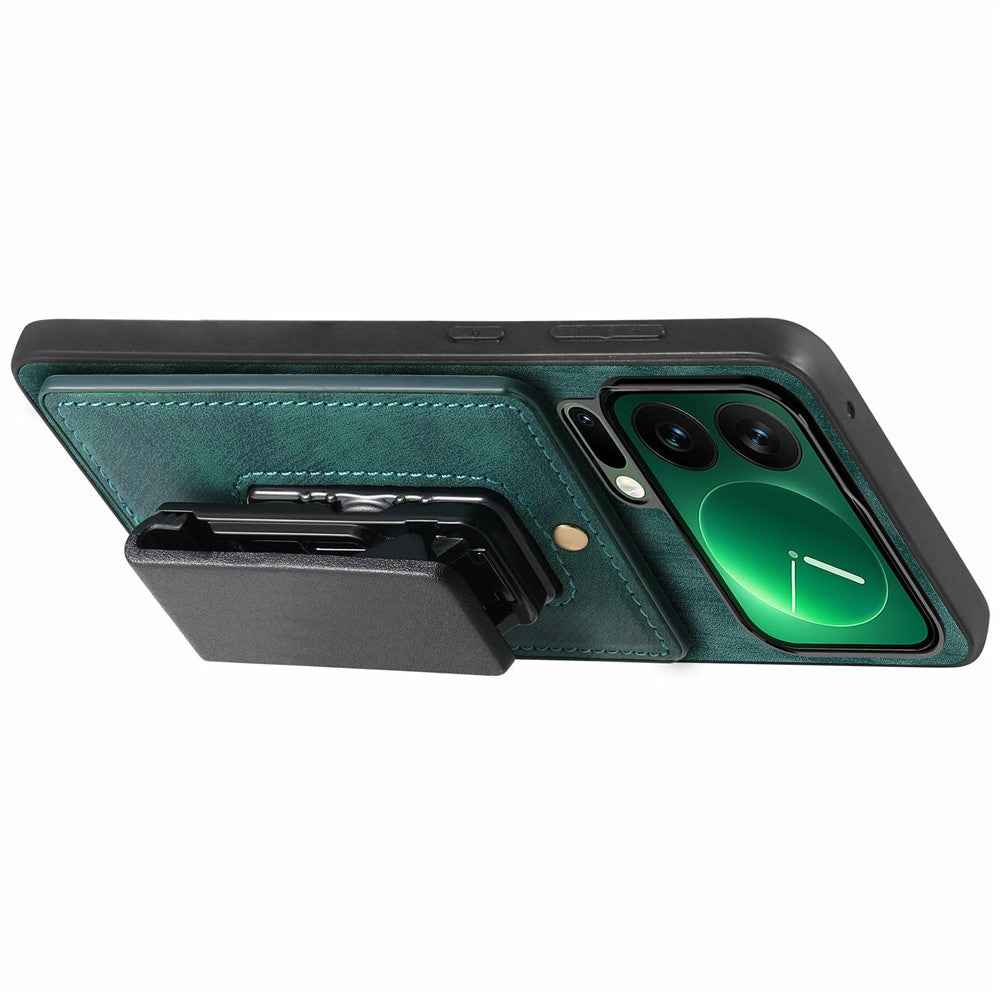 For Xiaomi 17 Pro Case with Clip Kickstand Anti Drop PC TPU PU Phone Cover - Green