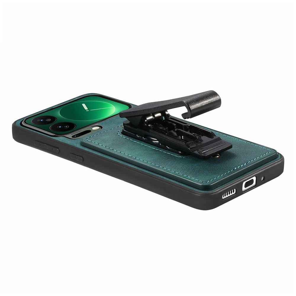 For Xiaomi 17 Pro Case with Clip Kickstand Anti Drop PC TPU PU Phone Cover - Green