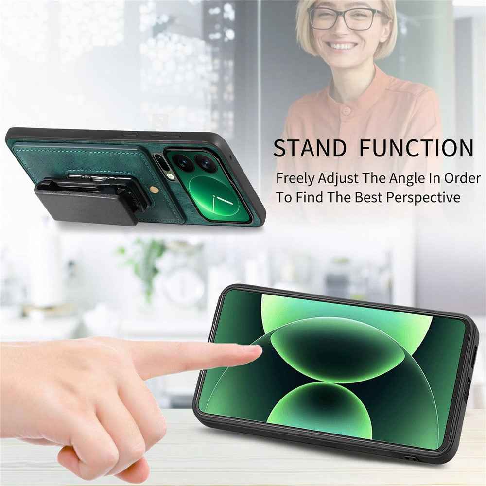 For Xiaomi 17 Pro Case with Clip Kickstand Anti Drop PC TPU PU Phone Cover - Green