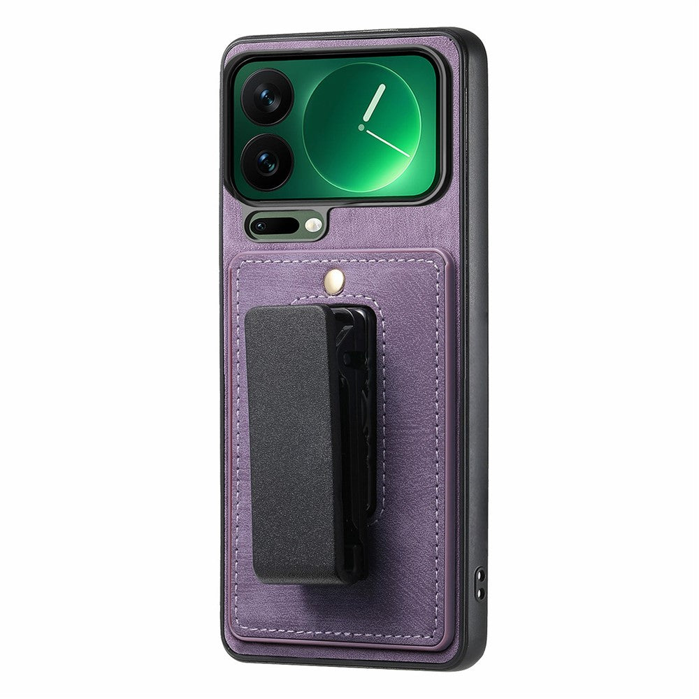 For Xiaomi 17 Pro Max Case with Clip Kickstand Anti Drop PC TPU PU Phone Cover - Purple