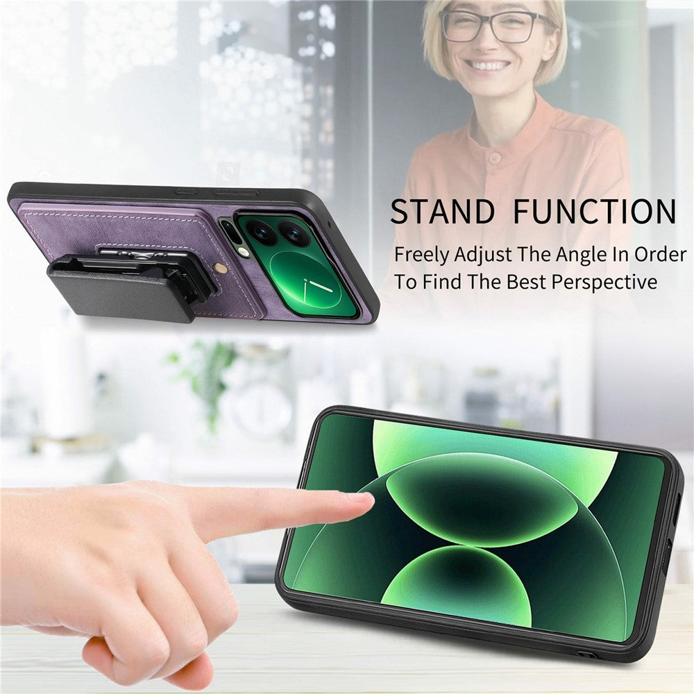 For Xiaomi 17 Pro Max Case with Clip Kickstand Anti Drop PC TPU PU Phone Cover - Purple