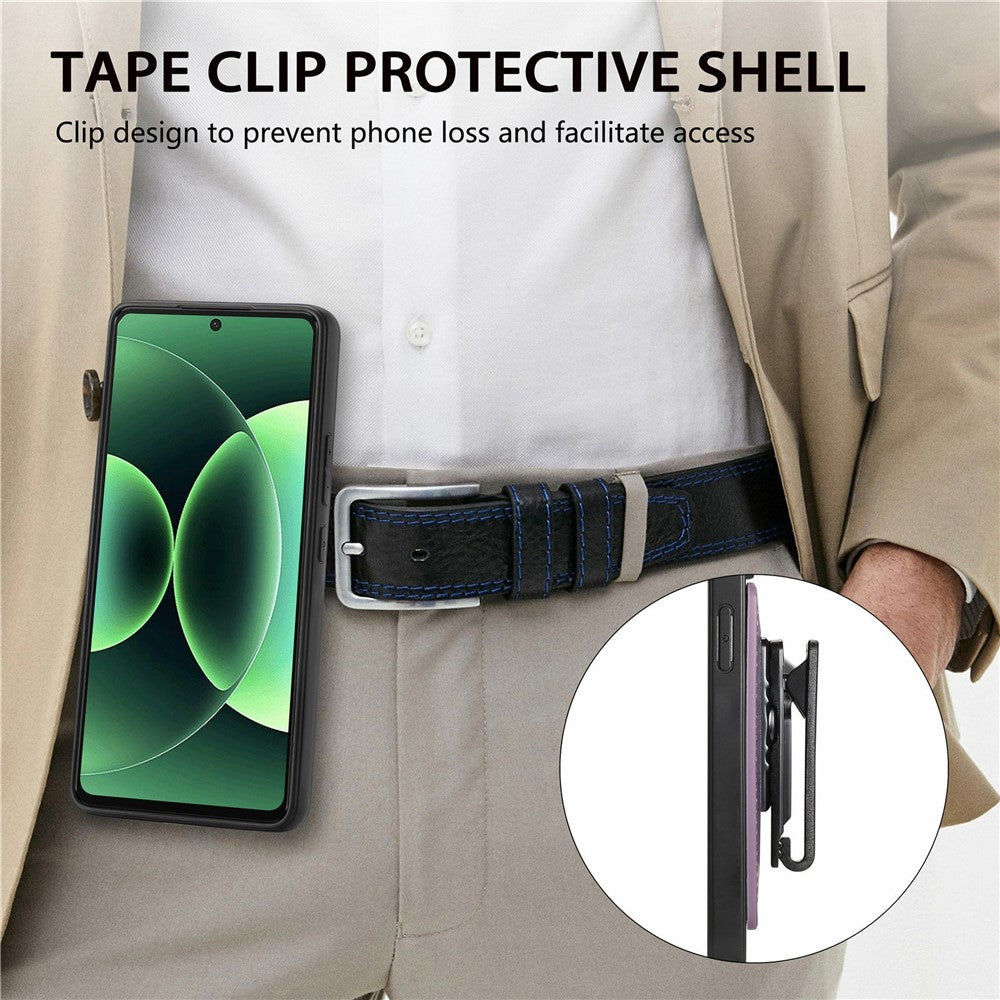 For Xiaomi 17 Pro Max Case with Clip Kickstand Anti Drop PC TPU PU Phone Cover - Purple