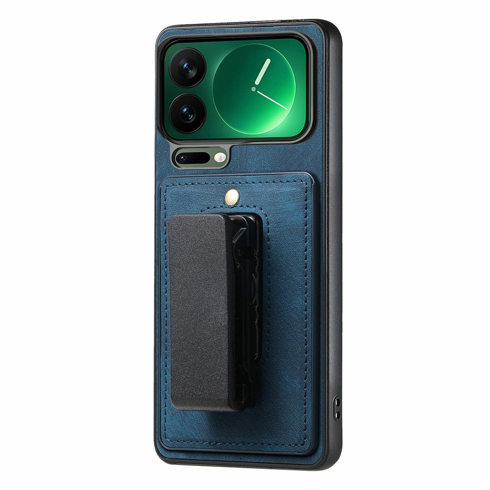 For Xiaomi 17 Pro Max Case with Clip Kickstand Anti Drop PC TPU PU Phone Cover - Blue