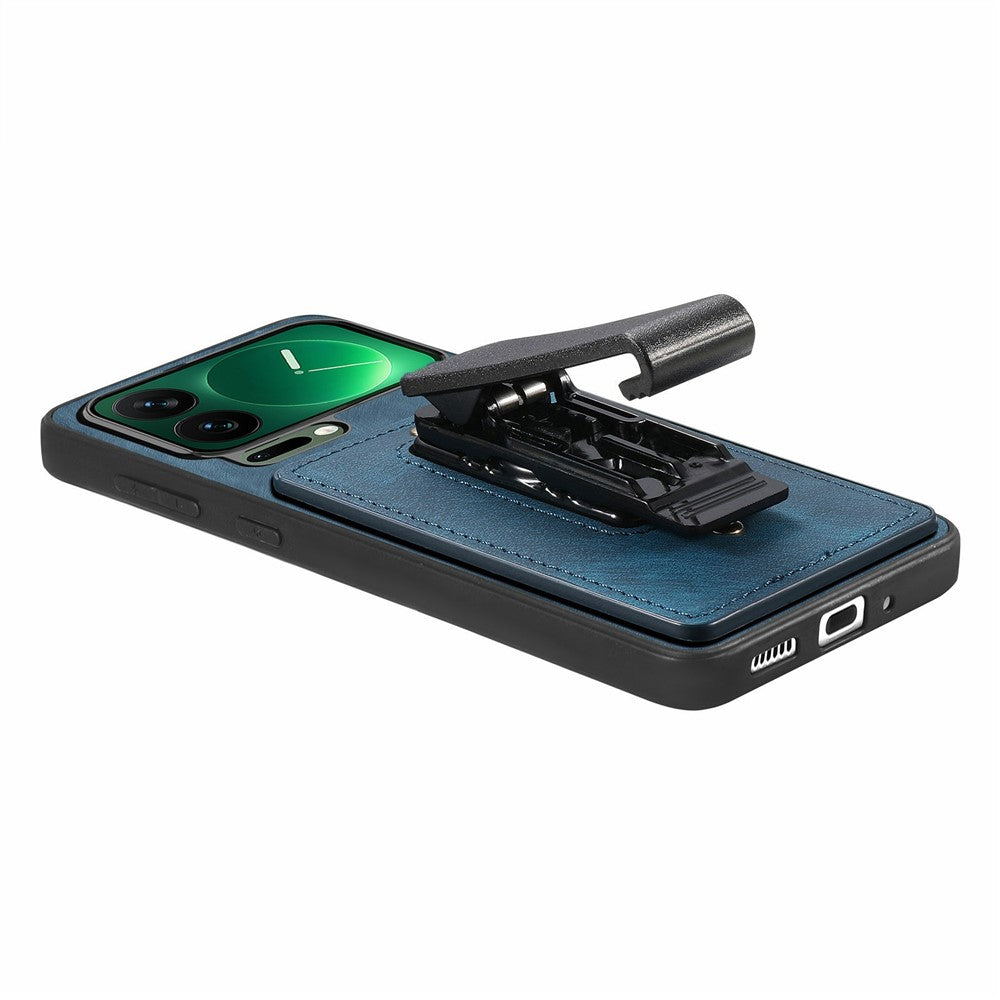 For Xiaomi 17 Pro Max Case with Clip Kickstand Anti Drop PC TPU PU Phone Cover - Blue