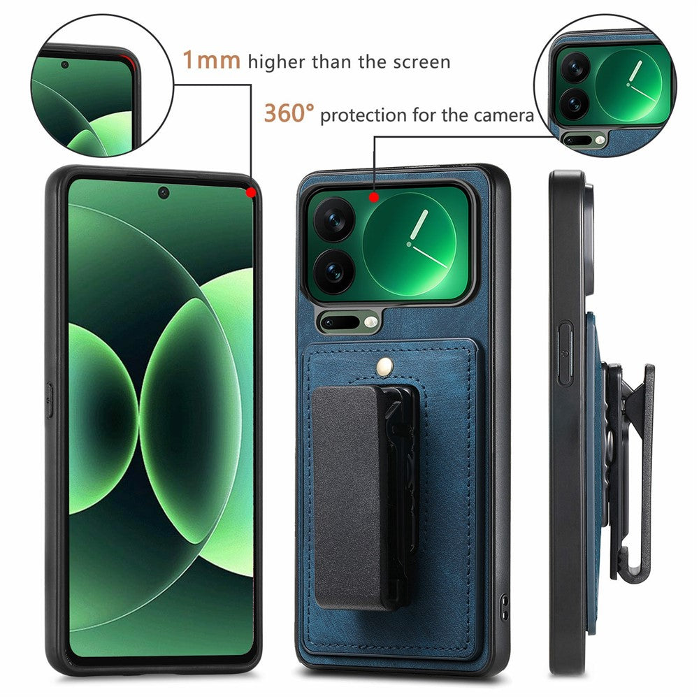 For Xiaomi 17 Pro Max Case with Clip Kickstand Anti Drop PC TPU PU Phone Cover - Blue