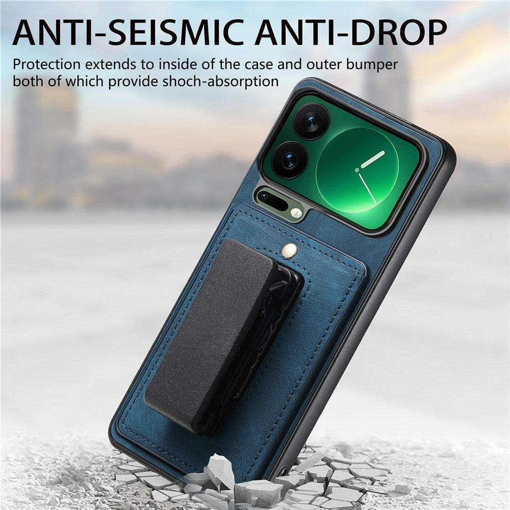 For Xiaomi 17 Pro Max Case with Clip Kickstand Anti Drop PC TPU PU Phone Cover - Blue