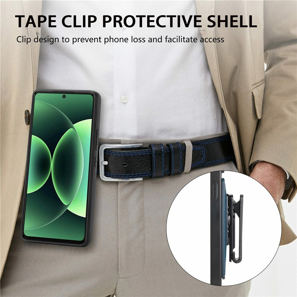 For Xiaomi 17 Pro Max Case with Clip Kickstand Anti Drop PC TPU PU Phone Cover - Blue