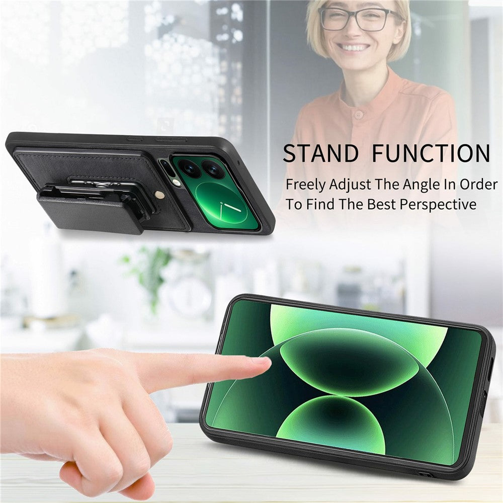 For Xiaomi 17 Pro Max Case with Clip Kickstand Anti Drop PC TPU PU Phone Cover - Black