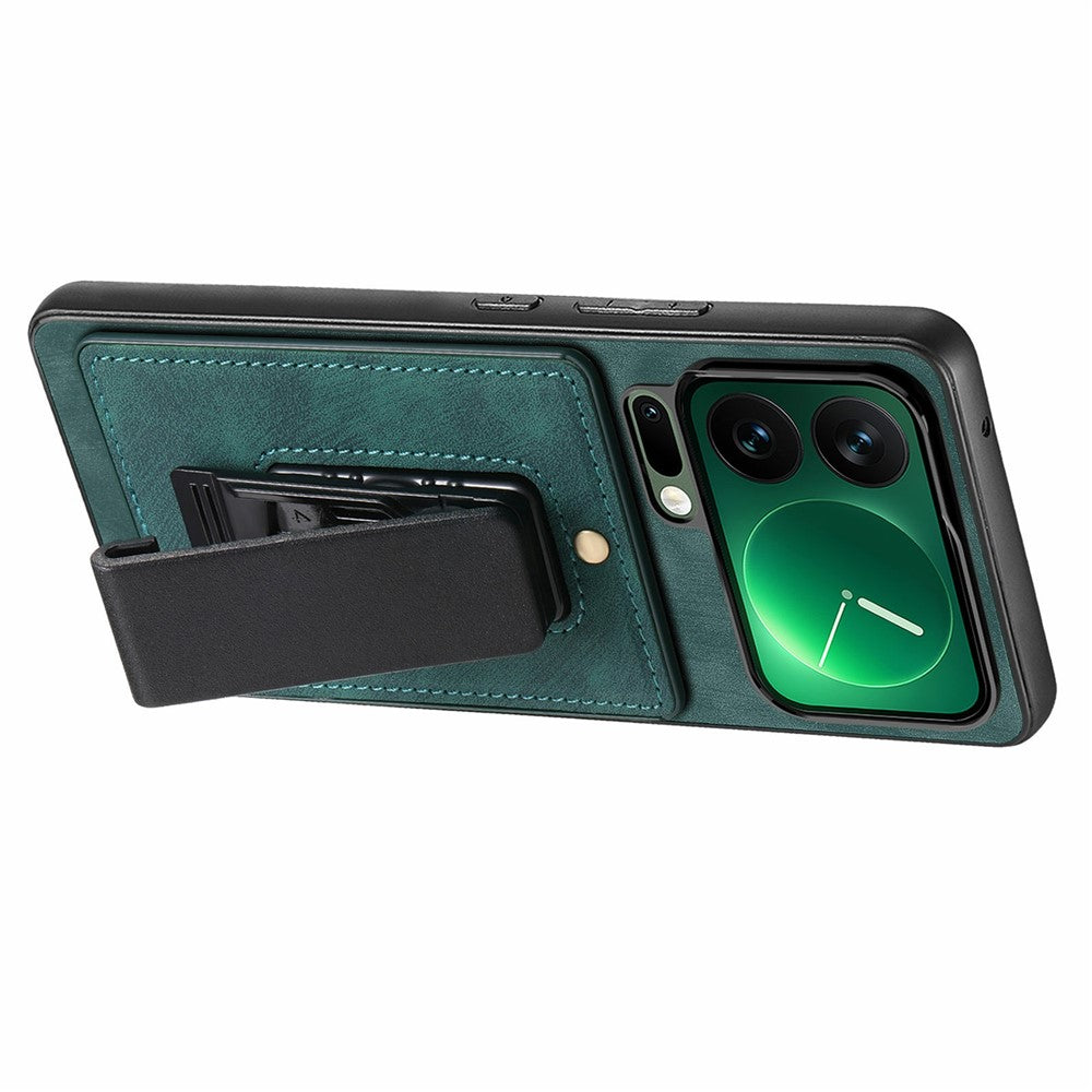 For Xiaomi 17 Pro Max Case with Clip Kickstand Anti Drop PC TPU PU Phone Cover - Green