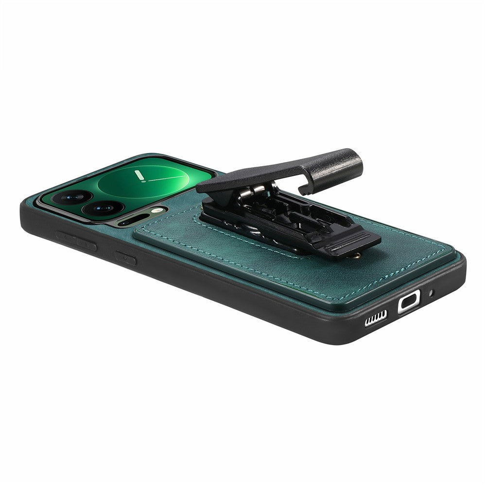 For Xiaomi 17 Pro Max Case with Clip Kickstand Anti Drop PC TPU PU Phone Cover - Green
