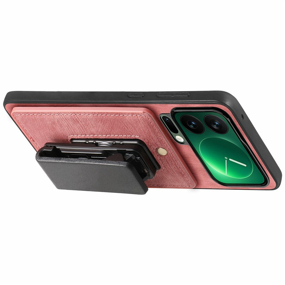 For Xiaomi 17 Pro Max Case with Clip Kickstand Anti Drop PC TPU PU Phone Cover - Pink