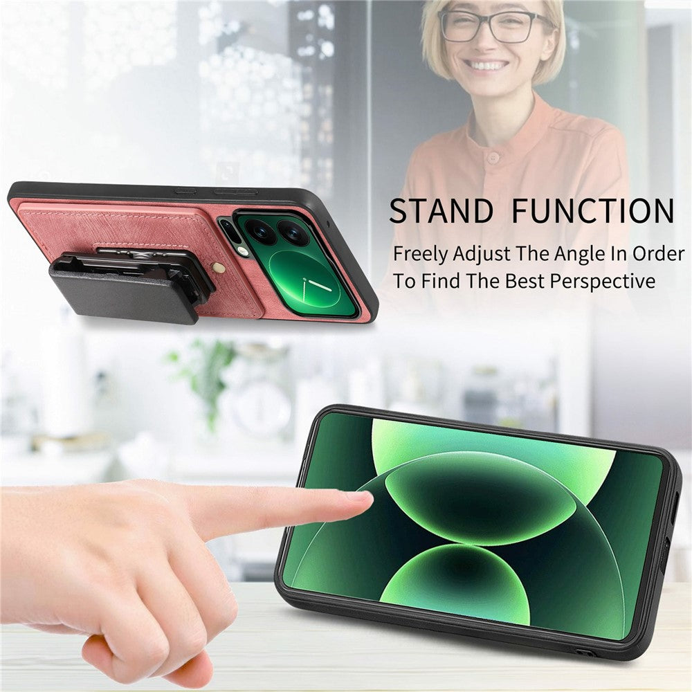 For Xiaomi 17 Pro Max Case with Clip Kickstand Anti Drop PC TPU PU Phone Cover - Pink