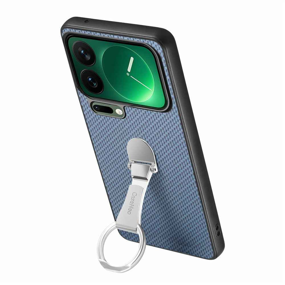 CASENEO C1-19 for Xiaomi 17 Pro Case Folding Kickstand Leather Back Cover Carbon Fiber Texture - Blue