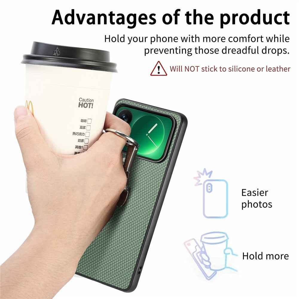 CASENEO C1-19 for Xiaomi 17 Pro Case Folding Kickstand Leather Back Cover Carbon Fiber Texture - Green