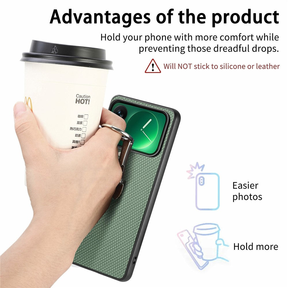 CASENEO C1-19 for Xiaomi 17 Pro Max Case Folding Kickstand Leather Back Cover Carbon Fiber Texture - Green