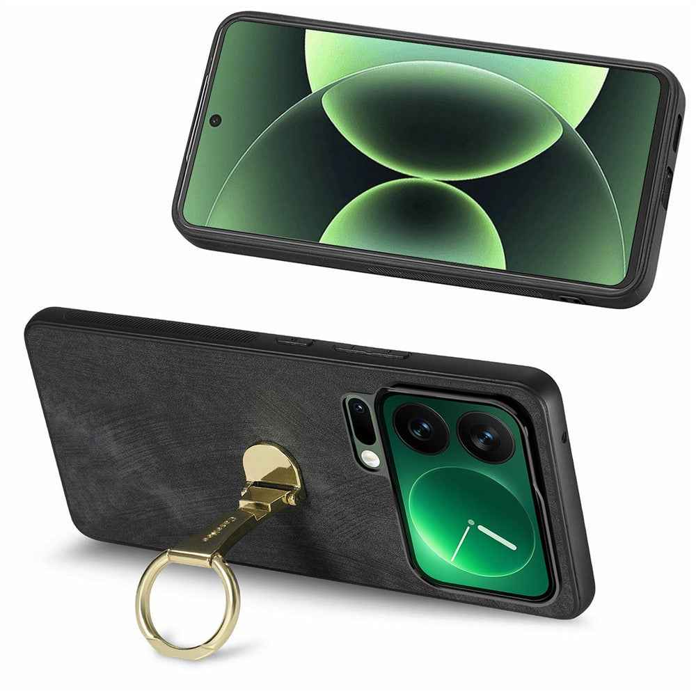 CASENEO D22 For Xiaomi 17 Pro Case Folding Kickstand Retro Leather Back Phone Cover - Black