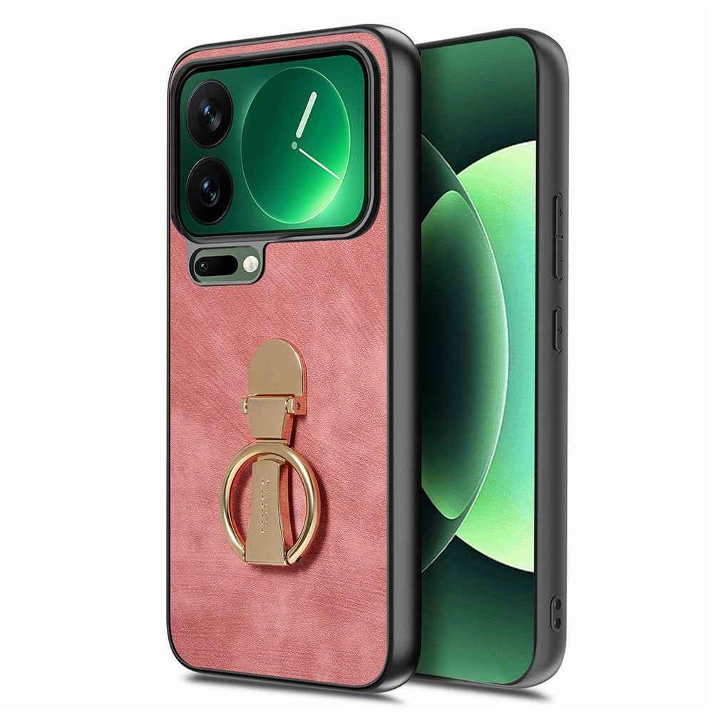 CASENEO D22 For Xiaomi 17 Pro Case Folding Kickstand Retro Leather Back Phone Cover - Pink