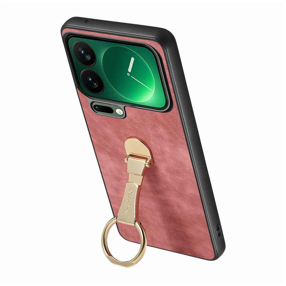 CASENEO D22 For Xiaomi 17 Pro Case Folding Kickstand Retro Leather Back Phone Cover - Pink
