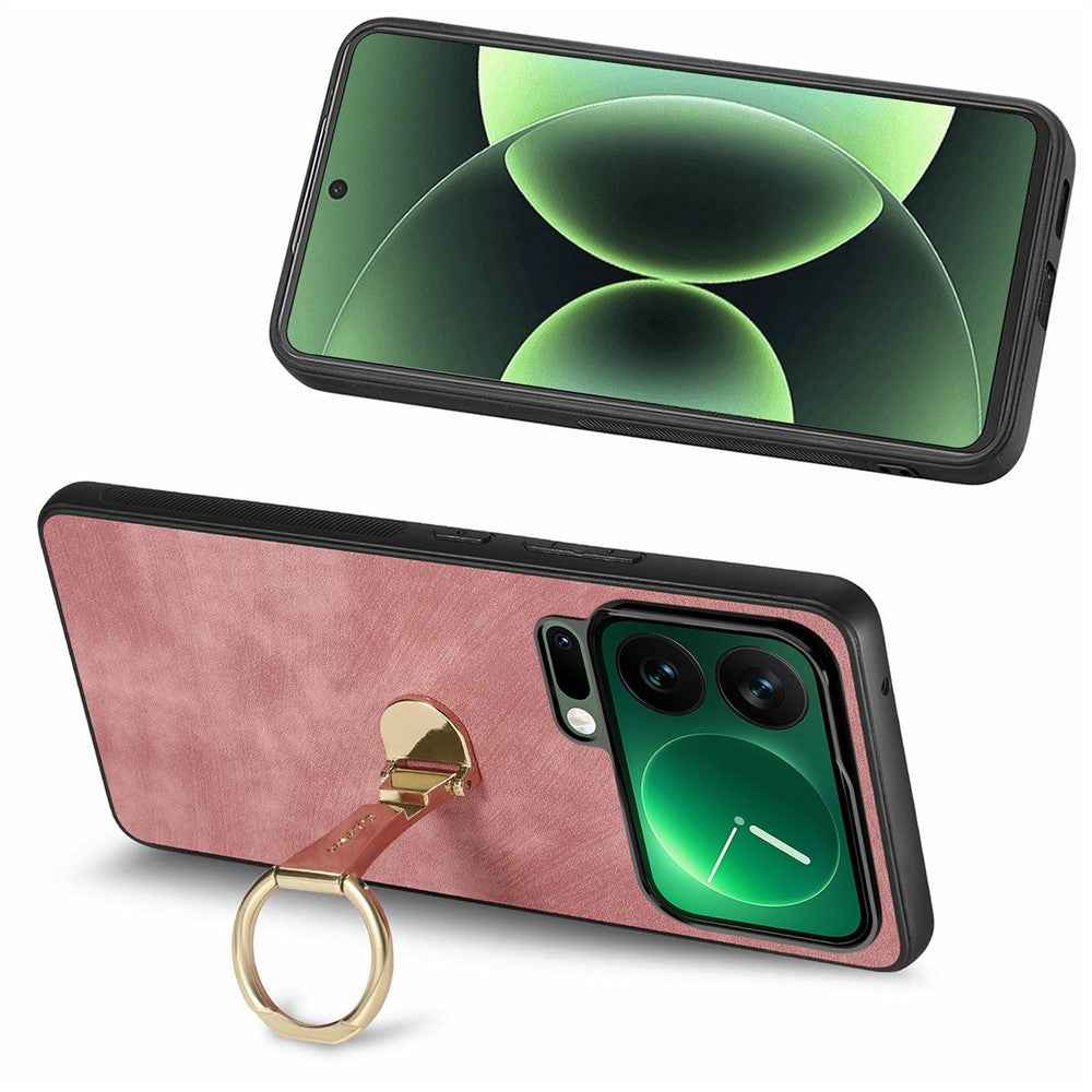 CASENEO D22 For Xiaomi 17 Pro Case Folding Kickstand Retro Leather Back Phone Cover - Pink