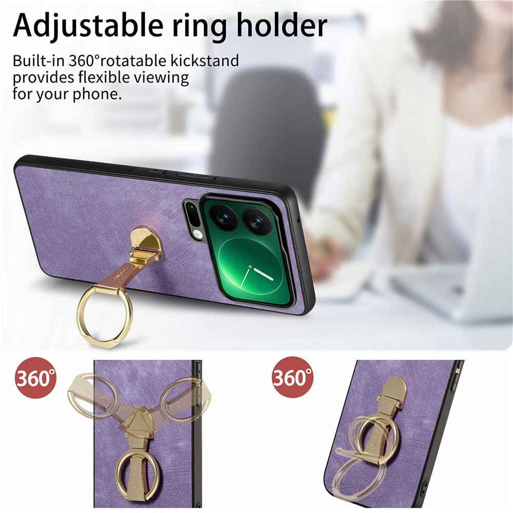 CASENEO D22 For Xiaomi 17 Pro Case Folding Kickstand Retro Leather Back Phone Cover - Purple