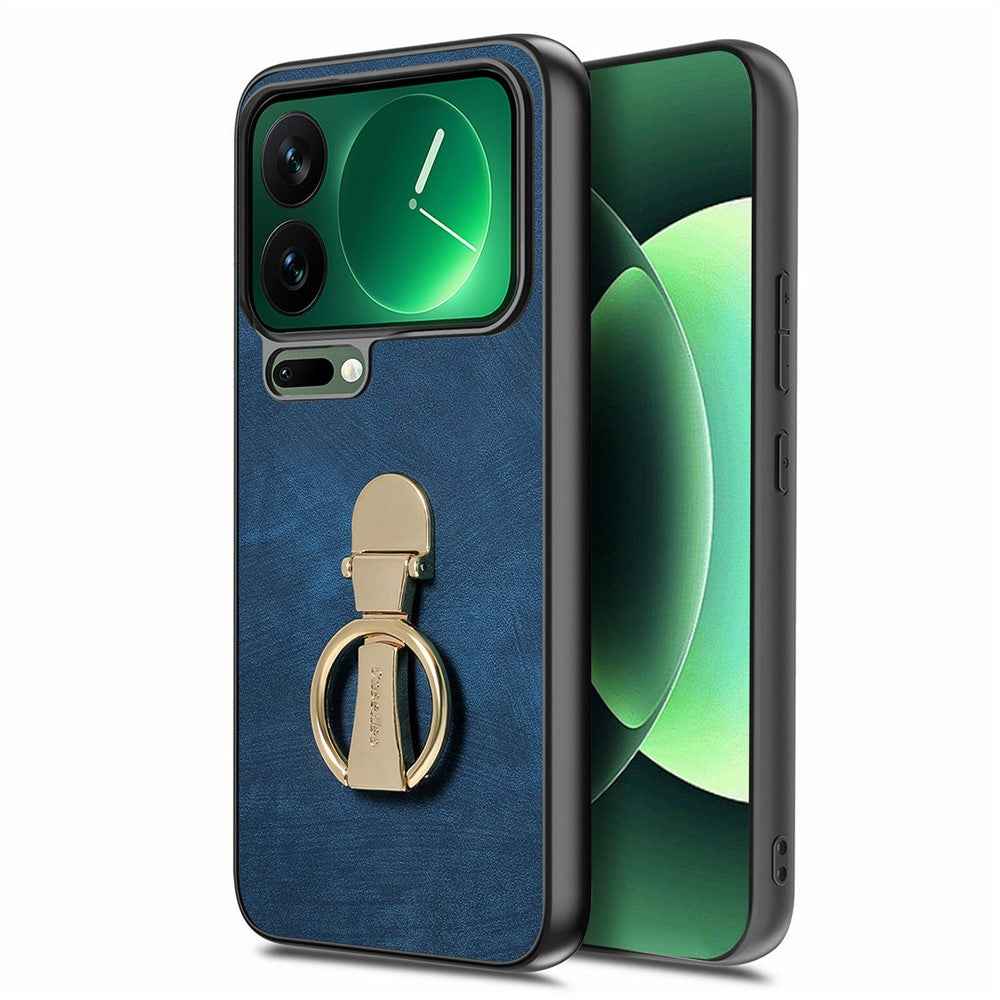 CASENEO D22 For Xiaomi 17 Pro Case Folding Kickstand Retro Leather Back Phone Cover - Blue