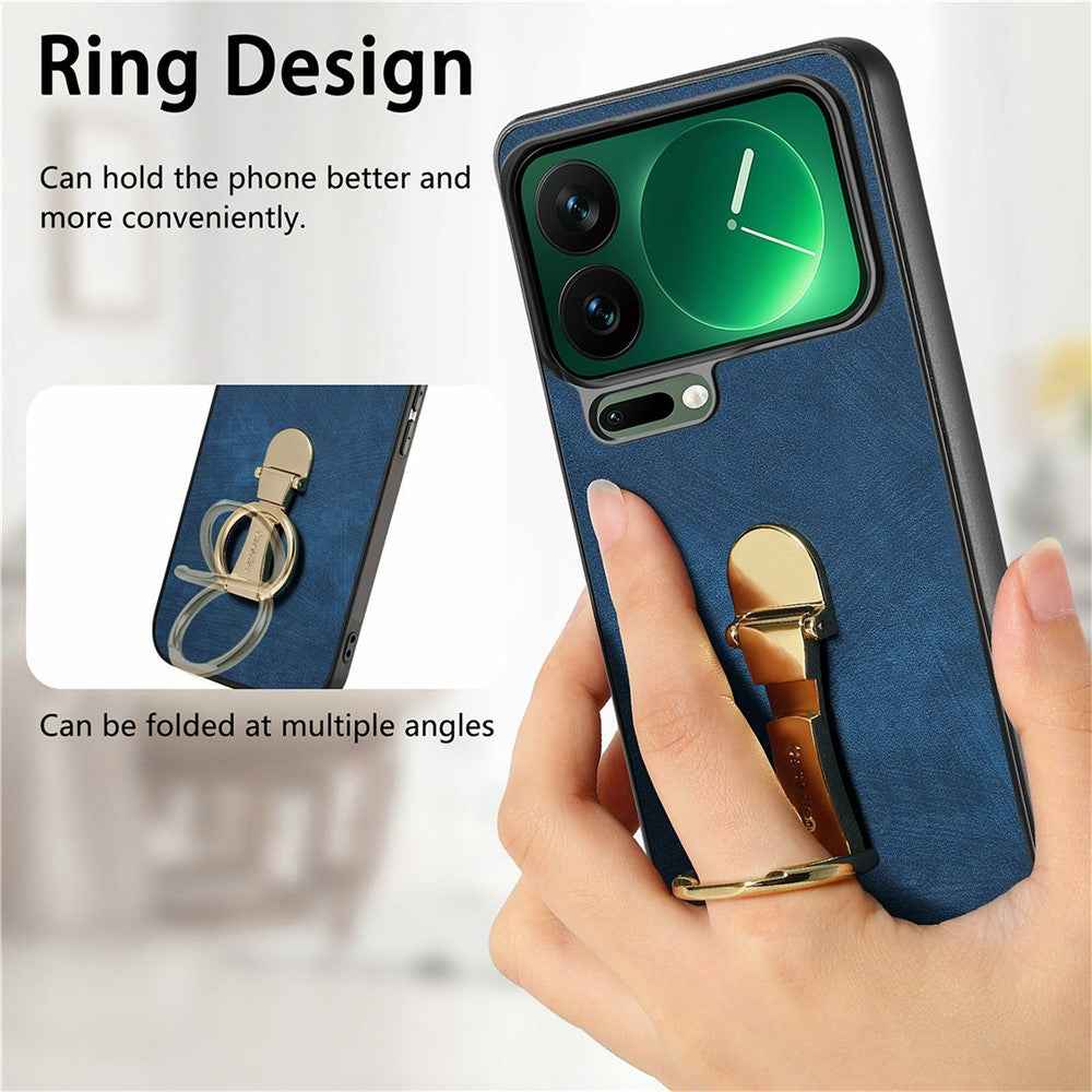 CASENEO D22 For Xiaomi 17 Pro Case Folding Kickstand Retro Leather Back Phone Cover - Blue