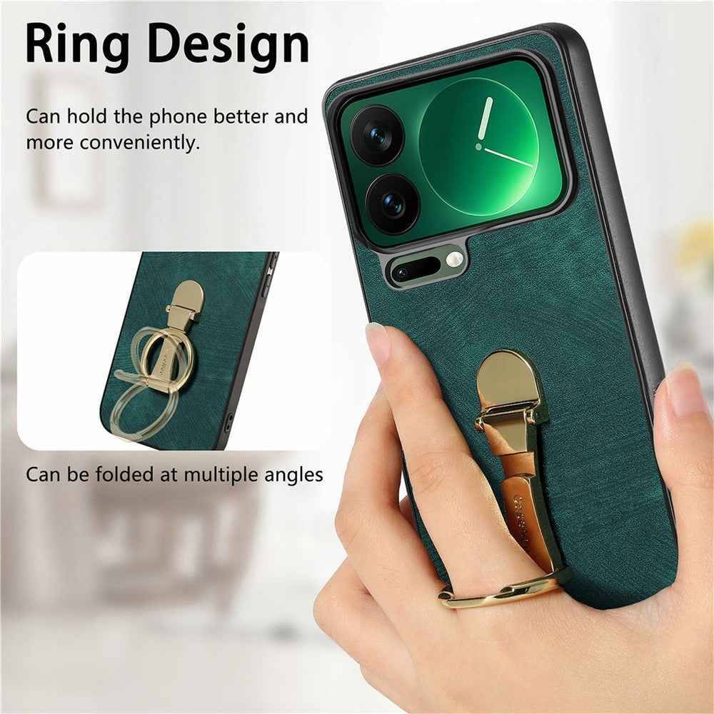 CASENEO D22 For Xiaomi 17 Pro Case Folding Kickstand Retro Leather Back Phone Cover - Green