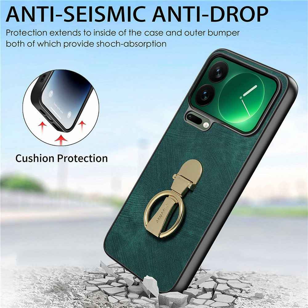 CASENEO D22 For Xiaomi 17 Pro Case Folding Kickstand Retro Leather Back Phone Cover - Green